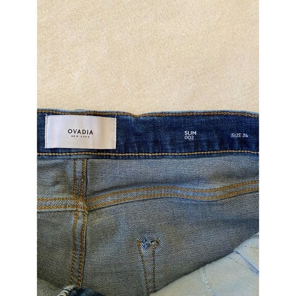 OVADIA Men's Blue Jeans Distressed Slim 002 Cotton Elastane Jeans Size 36X37 - Picture 7 of 16